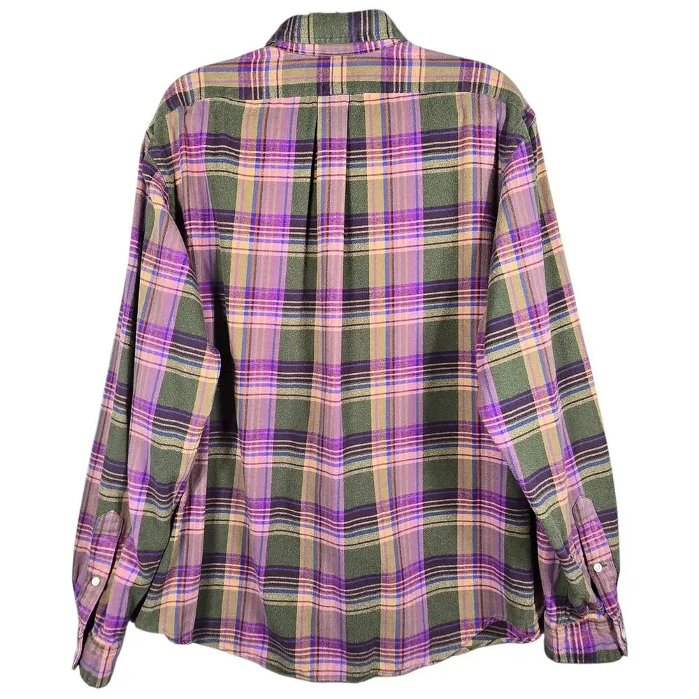 Ralph Lauren Shirt Mens XXL Green Plaid Button Up Flannel Cotton Classic Fit - Picture 7 of 12